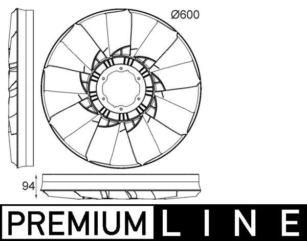 MAHLE ORIGINAL CFW 52 000P Fan Wheel, engine cooling 600 mm