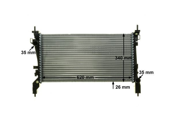 CR1130000P Radiator CR 1130 000S MAHLE ORIGINAL for vehicles without air conditioning, 630 x 340 x 26 mm, Manual Transmission, Mechanically jointed cooling fins