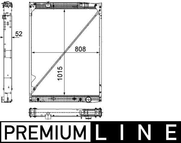 376756151 MAHLE ORIGINAL Aluminium, 1015 x 808 x 52 mm, with frame, Brazed cooling fins Radiator CR 1174 000P buy