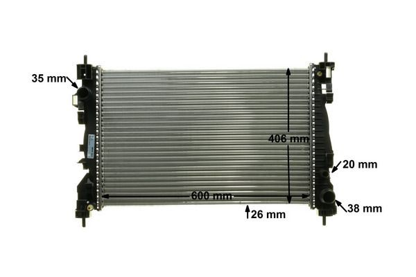 MAHLE ORIGINAL 8MK 376 756-251 Engine radiator 610 x 405 x 26 mm, Mechanically jointed cooling fins