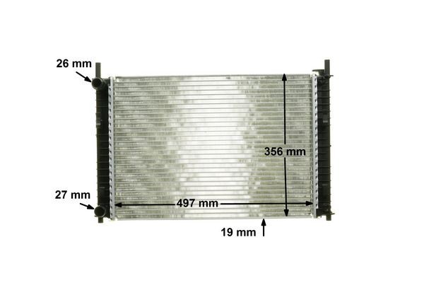 CR1354000P Radiator CR 1354 000P MAHLE ORIGINAL for vehicles with/without air conditioning, 500 x 356 x 19 mm, Manual Transmission, Brazed cooling fins