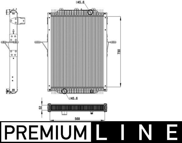 376908031 MAHLE ORIGINAL 730 x 558 x 52 mm, with frame, Brazed cooling fins Radiator CR 2098 000P buy