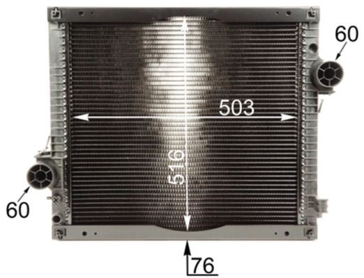 CR216000S Radiator CR 216 000S MAHLE ORIGINAL Aluminium, 516 x 503 x 76 mm, with frame, Brazed cooling fins