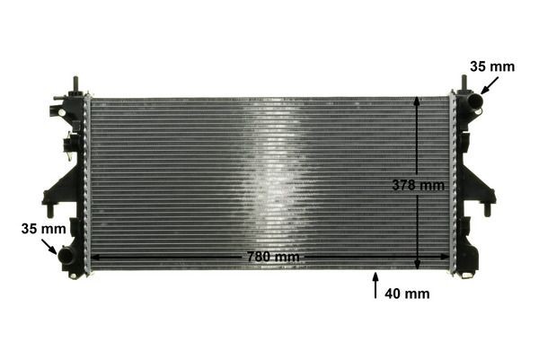 CR887000P Radiator E8815 MAHLE ORIGINAL for vehicles with air conditioning, 780 x 375 x 40 mm, Manual Transmission, Brazed cooling fins
