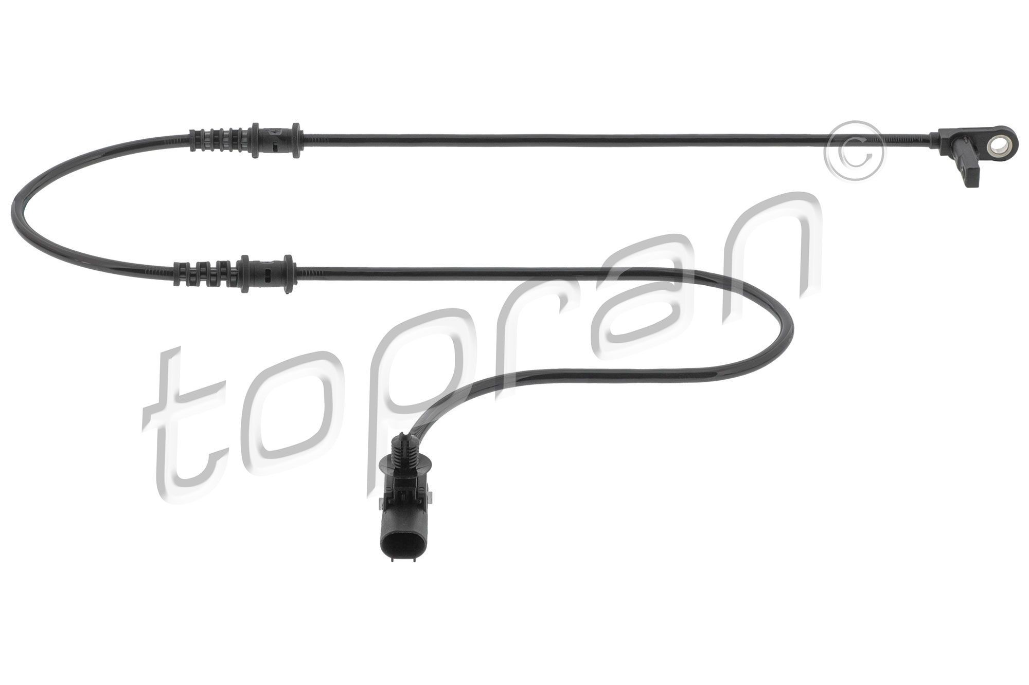 TOPRAN 622 760 ABS sensor Front Axle Left, Front Axle Right, with cable, for vehicles with ABS, 2-pin connector, 961mm, oval