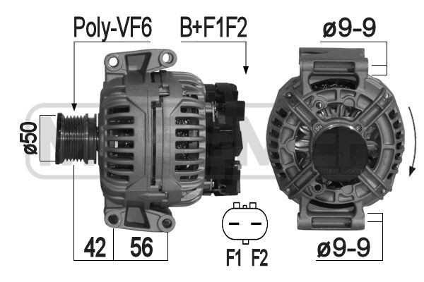 209101A MESSMER Generator JEEP 14V, 120A, B+F1F2, Ø 50 mm