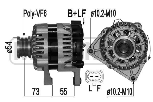 MESSMER 209131A Alternator 14V, 100A, B+ LF, Ø 54 mm