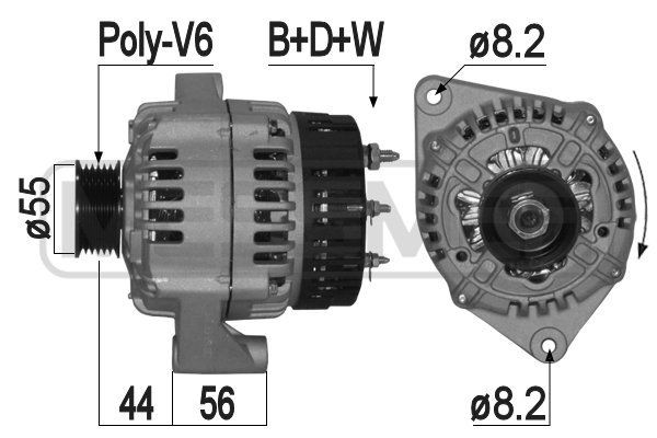 MESSMER 14V, 80A, B+D+W, Ø 55 mm Generator 209290A buy