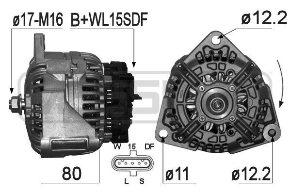 MESSMER 209309A Alternator 28V, 110A, B+WL15SDF
