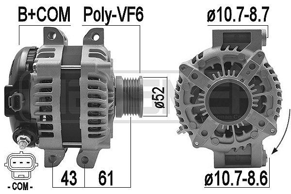 MESSMER 14V, 210A, B+COM, Ø 52 mm Generator 209465A buy