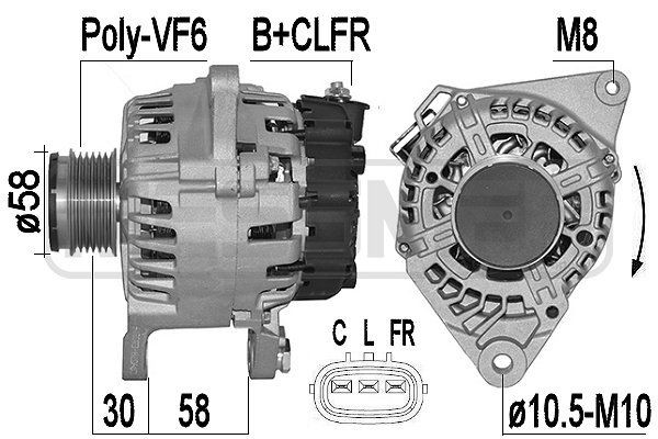 MESSMER 14V, 90A, B+CLFR, Ø 58 mm Generator 209578A buy