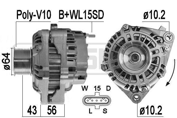 MESSMER 28V, 120A, B+WL15SD, Ø 64 mm Generator 209580 buy