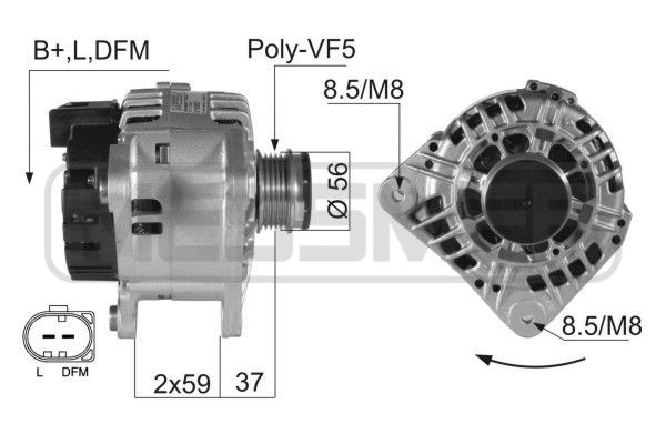 MESSMER 14V, 120A, B+L,DFM, Ø 56 mm Generator 210007A buy