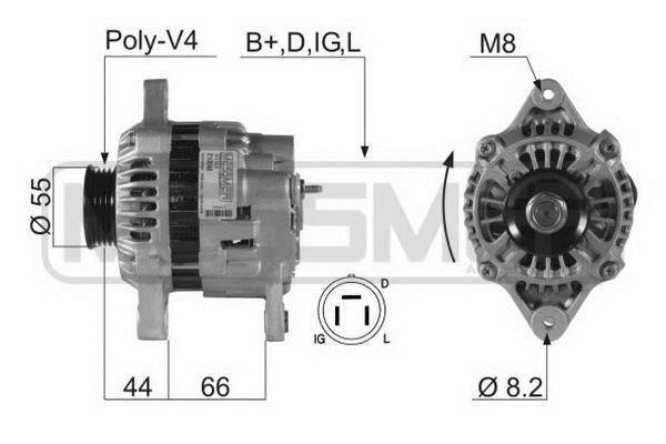 210048A MESSMER Generator SUBARU 14V, 55A, B+D,IG,L, Ø 55 mm