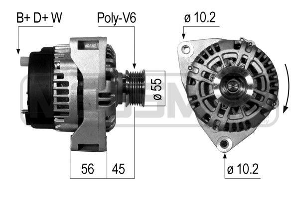 MESSMER 14V, 90A, B+D+W, Ø 55 mm Generator 210052A buy