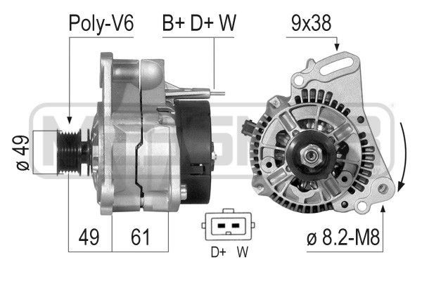 MESSMER 14V, 90A, B+D+W, Ø 49 mm Generator 210121A buy