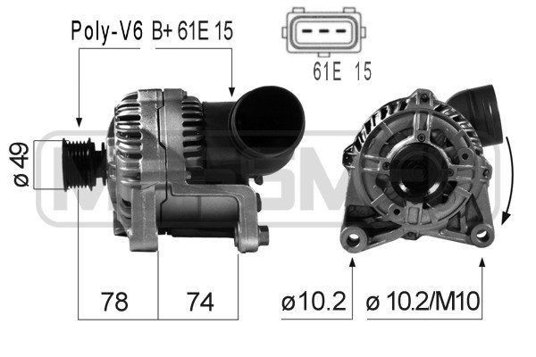 MESSMER 14V, 90A, B+61E15, Ø 49 mm Generator 210164A buy