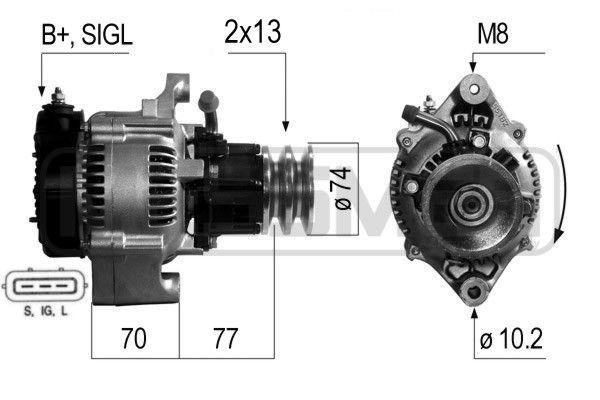 210267A MESSMER Generator TOYOTA 14V, 70A, B+SIGL, Ø 74 mm
