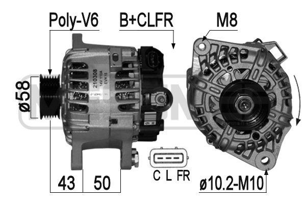 MESSMER 14V, 110A, B+CLFR, Ø 58 mm Generator 210308A buy