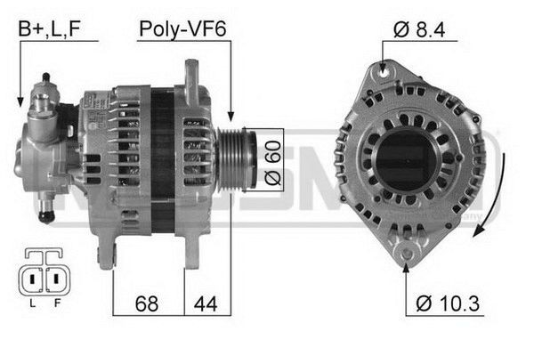 MESSMER 210322A Dynamo / Alternator 14V, 100A, B+L,F, Incl. vacuumpomp, Ø 60 mm