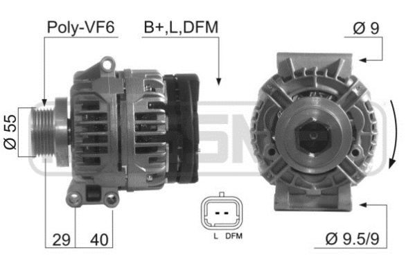 210397A MESSMER Generator RENAULT 14V, 98A, B+LDFM, Ø 55 mm
