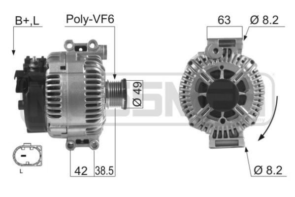MESSMER 14V, 180A, B+L, Ø 49 mm Generator 210476A buy
