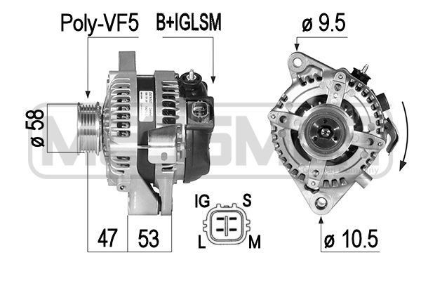 MESSMER 14V, 130A, B+IGLSM, Ø 58 mm Generator 210493A buy