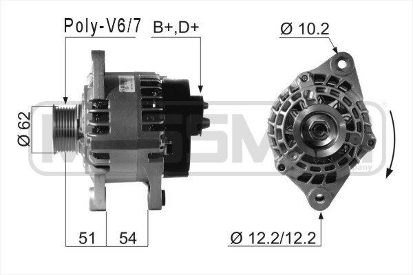 MESSMER 14V, 100A, B+D+, Ø 62 mm Generator 210631A buy