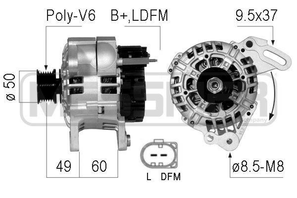 MESSMER 14V, 90A, B+LDFM, Ø 50 mm Generator 210731A buy