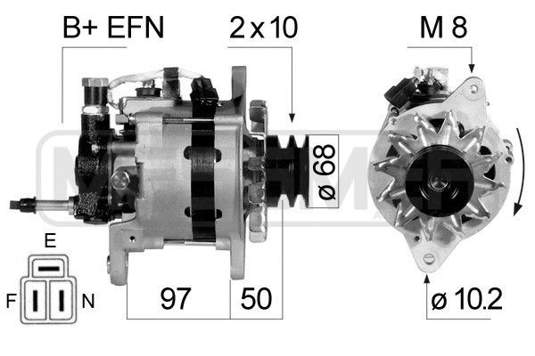 MESSMER 14V, 50A, B+EFN, incl. vacuum pump, Ø 66 mm Generator 210797A buy