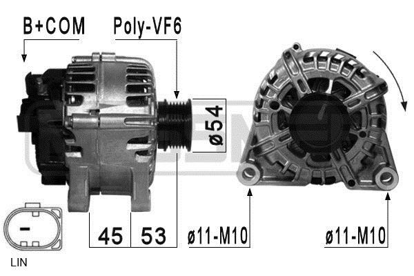 Alternator MESSMER 14V, 120A, B+COM, Ø 54 mm - 210876A