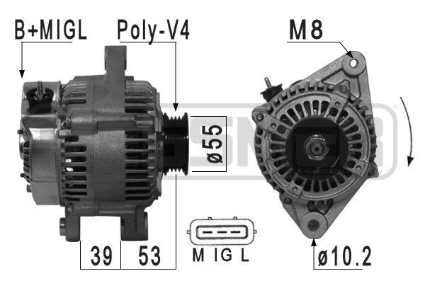 MESSMER 14V, 90A, B+MIGL, Ø 55 mm Generator 210932A buy
