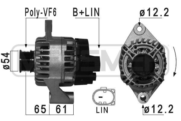 210936A MESSMER Generator ALFA ROMEO 14V, 120A, B+LIN, Ø 54 mm