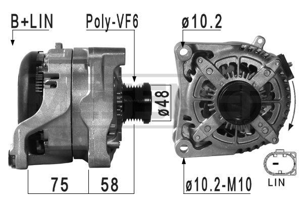 MESSMER 14V, 210A, B+LIN, Ø 48 mm Generator 210969A buy