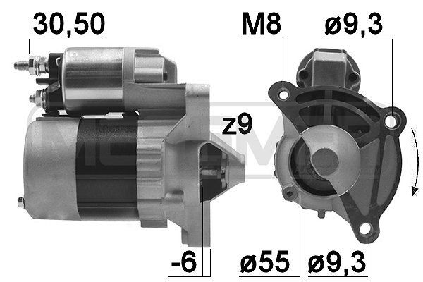 MESSMER 220392A Starter motor 12V, 0,7kW, Number of Teeth: 9, 30-50, Ø 55 mm