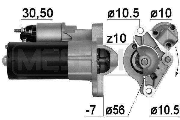 MESSMER 220885A Starter motor 12V, 1,4kW, Number of Teeth: 10, 30-50, Ø 56 mm