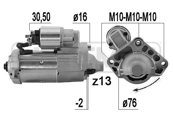 MESSMER 221016A Starter motor 12V, 2,2kW, Number of Teeth: 13, 30-50, Ø 76 mm