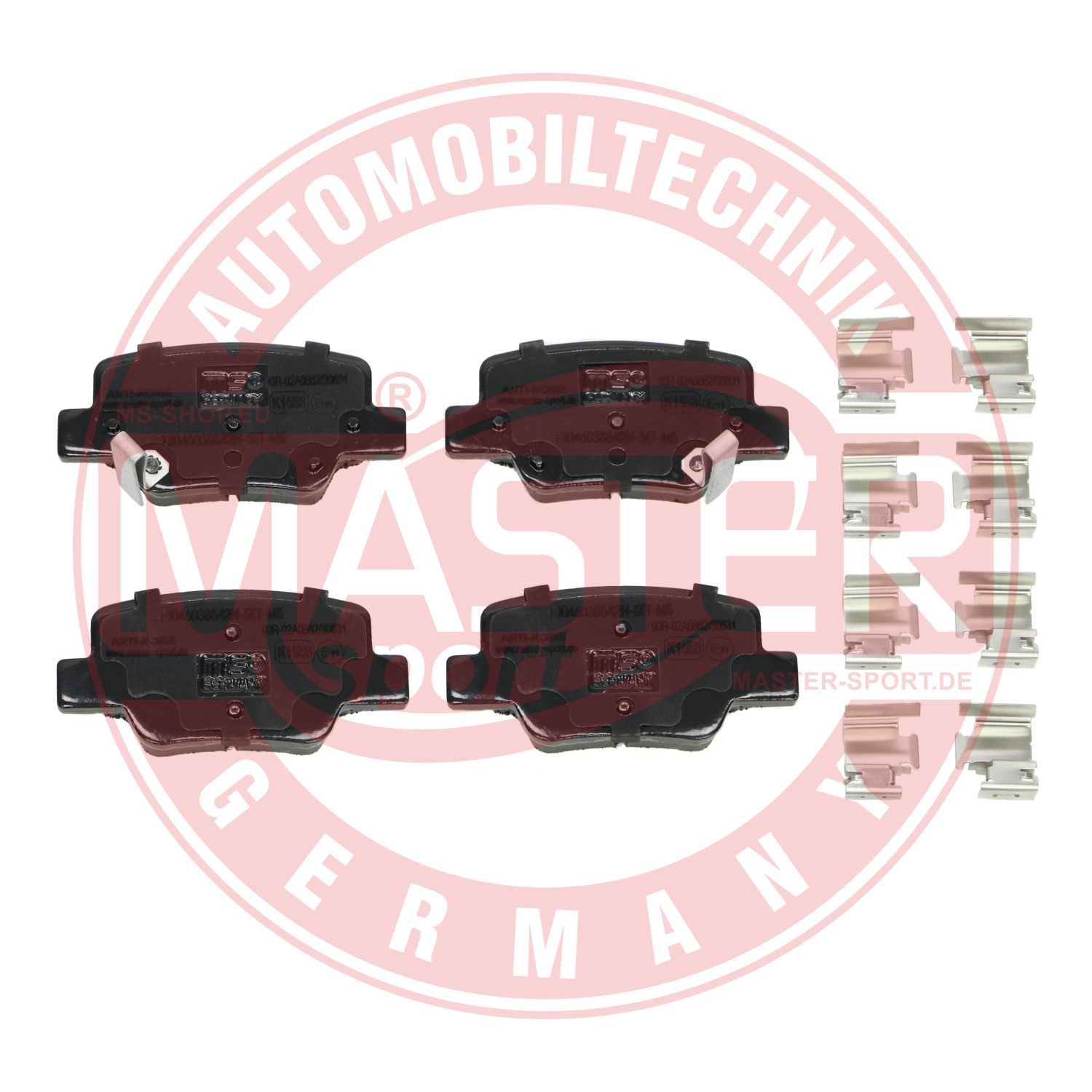 13046038542N-SET-MS MASTER-SPORT Brake pad set TOYOTA Rear Axle, with acoustic wear warning, with anti-squeak plate