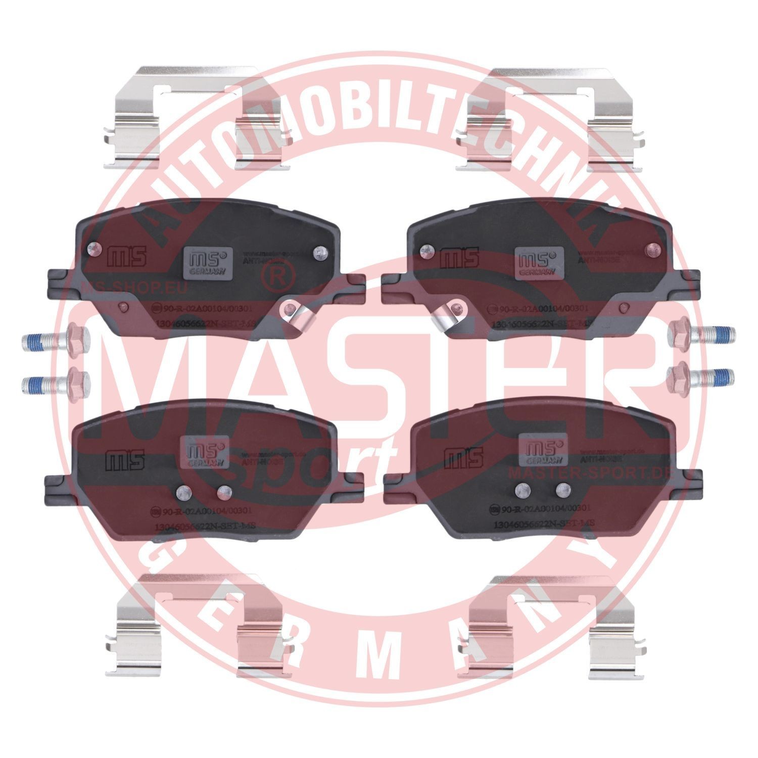 13046056622N-SET-MS MASTER-SPORT Brake pad set JEEP Front Axle, with acoustic wear warning, with anti-squeak plate