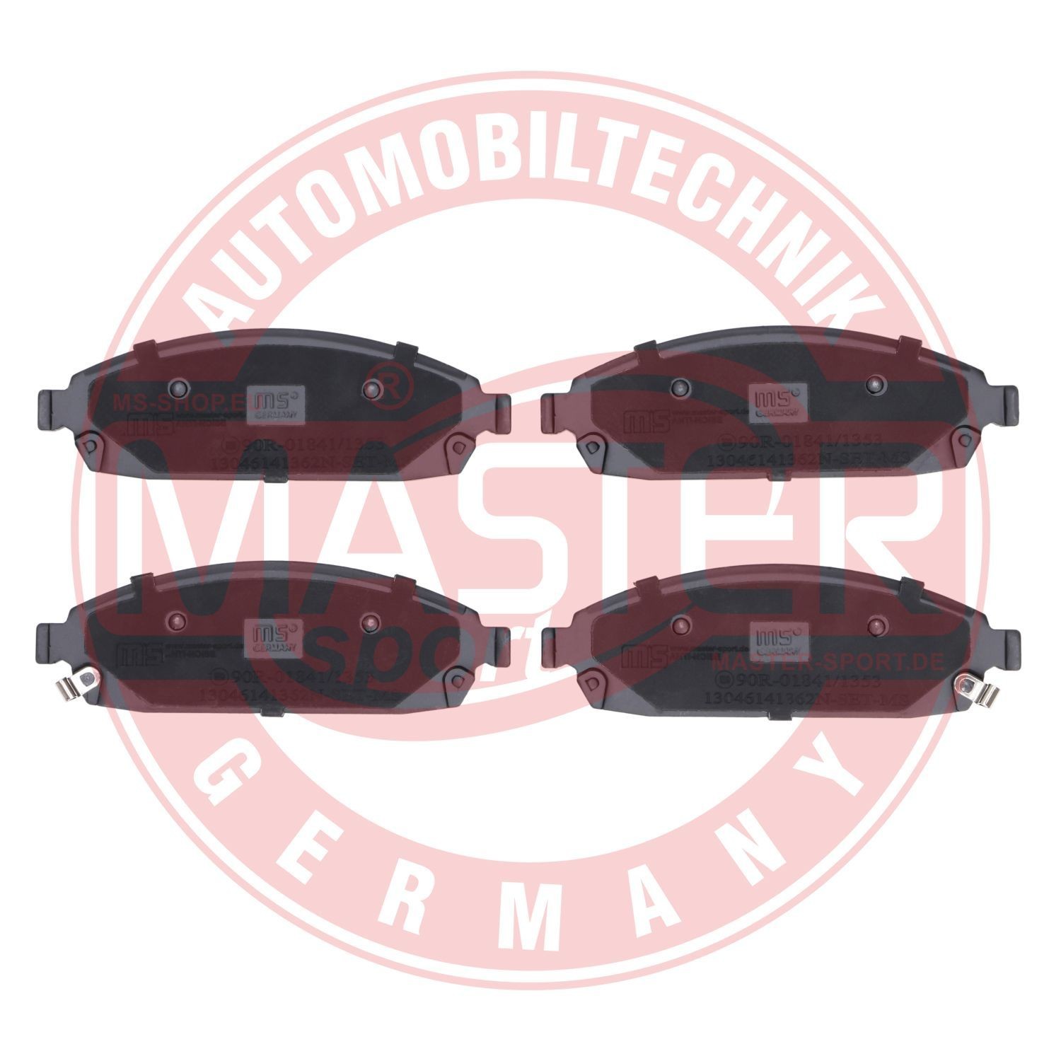 13046141362N-SET-MS MASTER-SPORT Brake pad set JEEP Front Axle, incl. wear warning contact, with anti-squeak plate