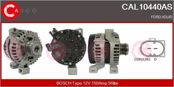 CASCO 12V, 150A, M8, CPA0219, with integrated regulator Number of ribs: 5 Generator CAL10440AS buy