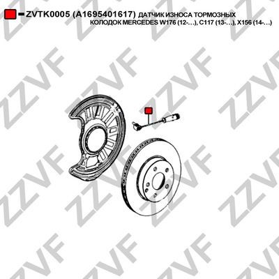 ZZVF Sensor, brake pad wear ZVTK0005