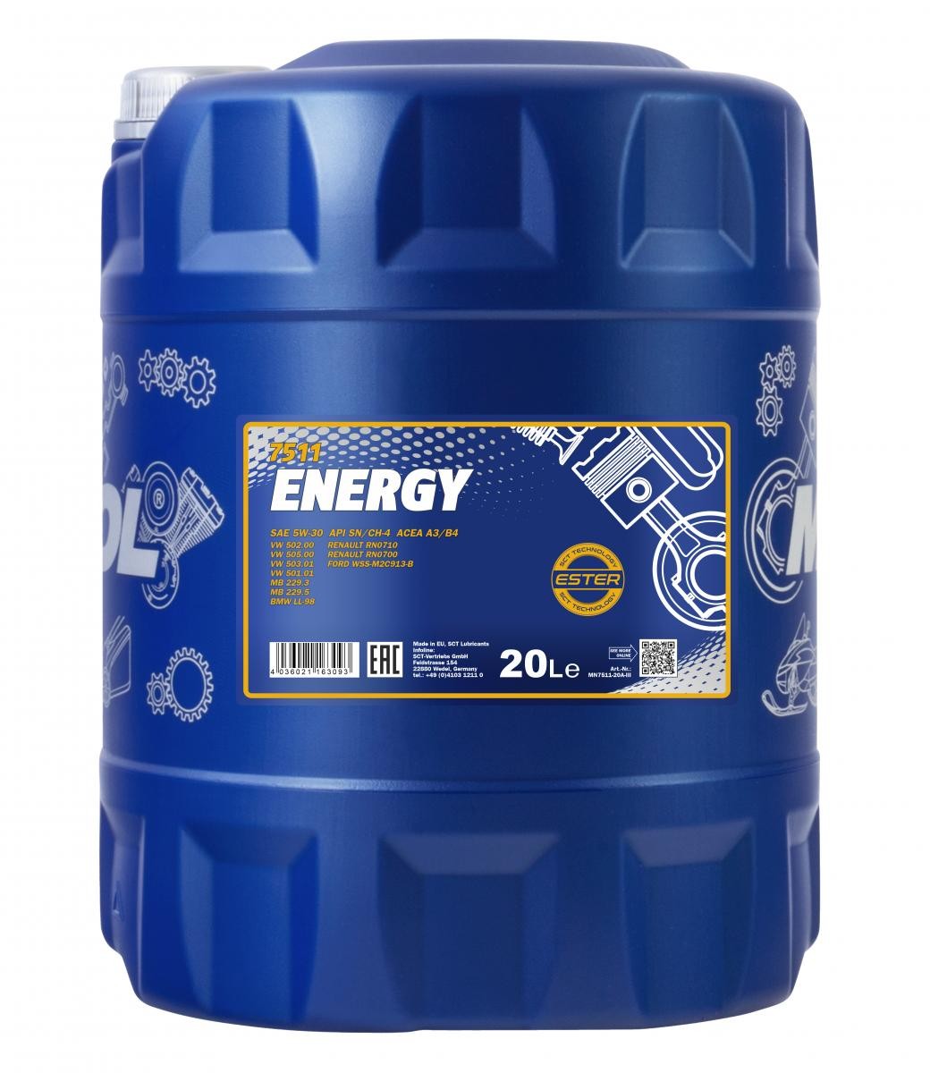 MN7511-20 MANNOL ENERGY 5W-30, 20l, Teilsynthetiköl Motoröl MN7511-20 günstig kaufen