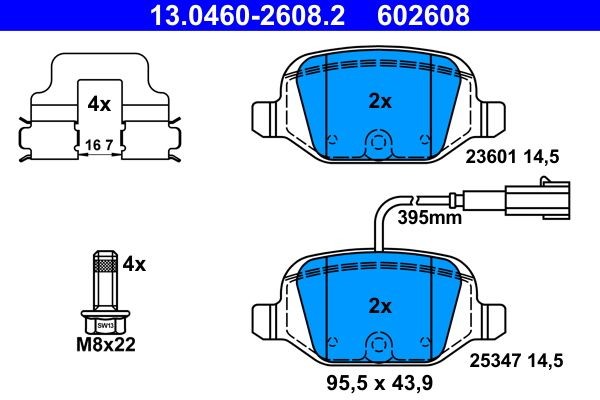 ATE Brake pad kit 13.0460-2608.2