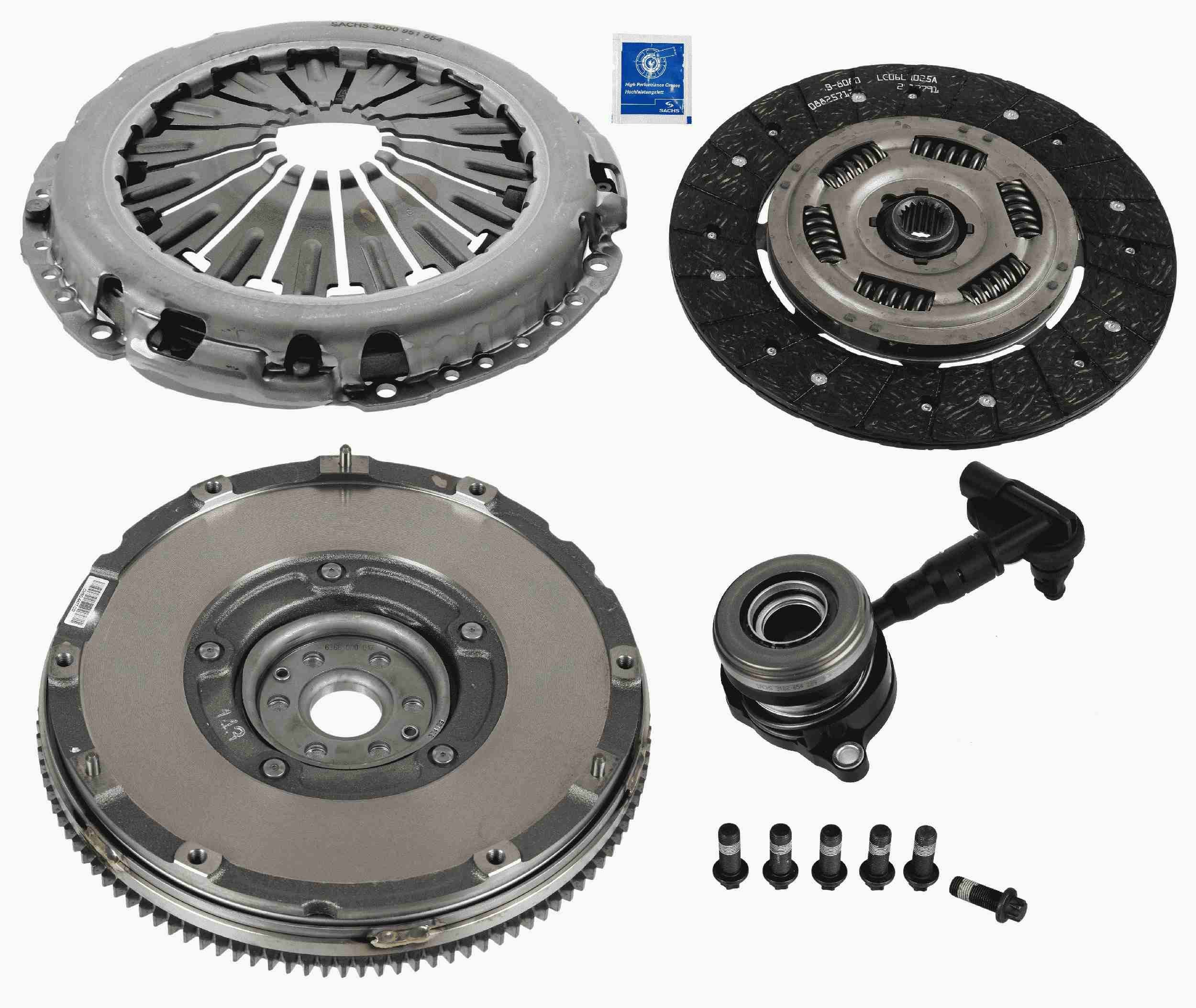 SACHS 2290 601 123 Clutch kit with central slave cylinder, with clutch pressure plate, with dual-mass flywheel, with flywheel screws, with clutch disc, 240mm