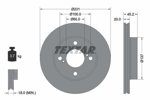 Original TEXTAR 98200 3094 0 1 PRO Disc brake set 92309403 for SUZUKI SAMURAI