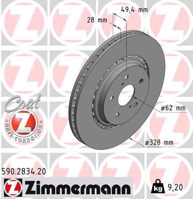 ZIMMERMANN 590.2834.20 Lexus RX 2018 Brake discs and rotors