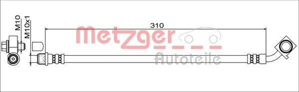 METZGER Front Axle Right, 310 mm, M10x1 Length: 310mm, Internal Thread: M10x1mm Brake line 4111551 buy