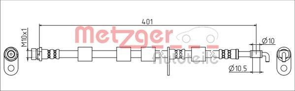 Original 4111556 METZGER Flexible brake pipe FORD
