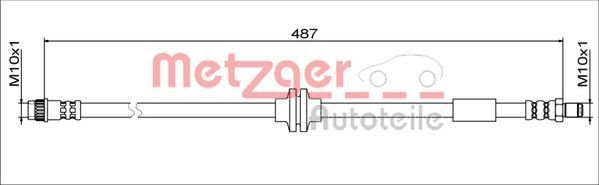 4111792 METZGER Brake flexi hose RENAULT Front Axle Left, Front Axle Right, 487 mm